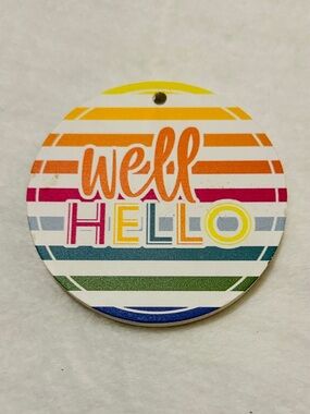 💜 “Well Hello' Rainbow Stripe Wooden Decorative Sign
